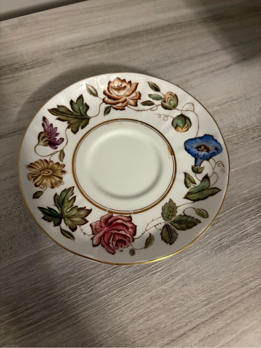 Royal Worcester Floral Bone China Vintage Made in England Hand Painted Gold Trim